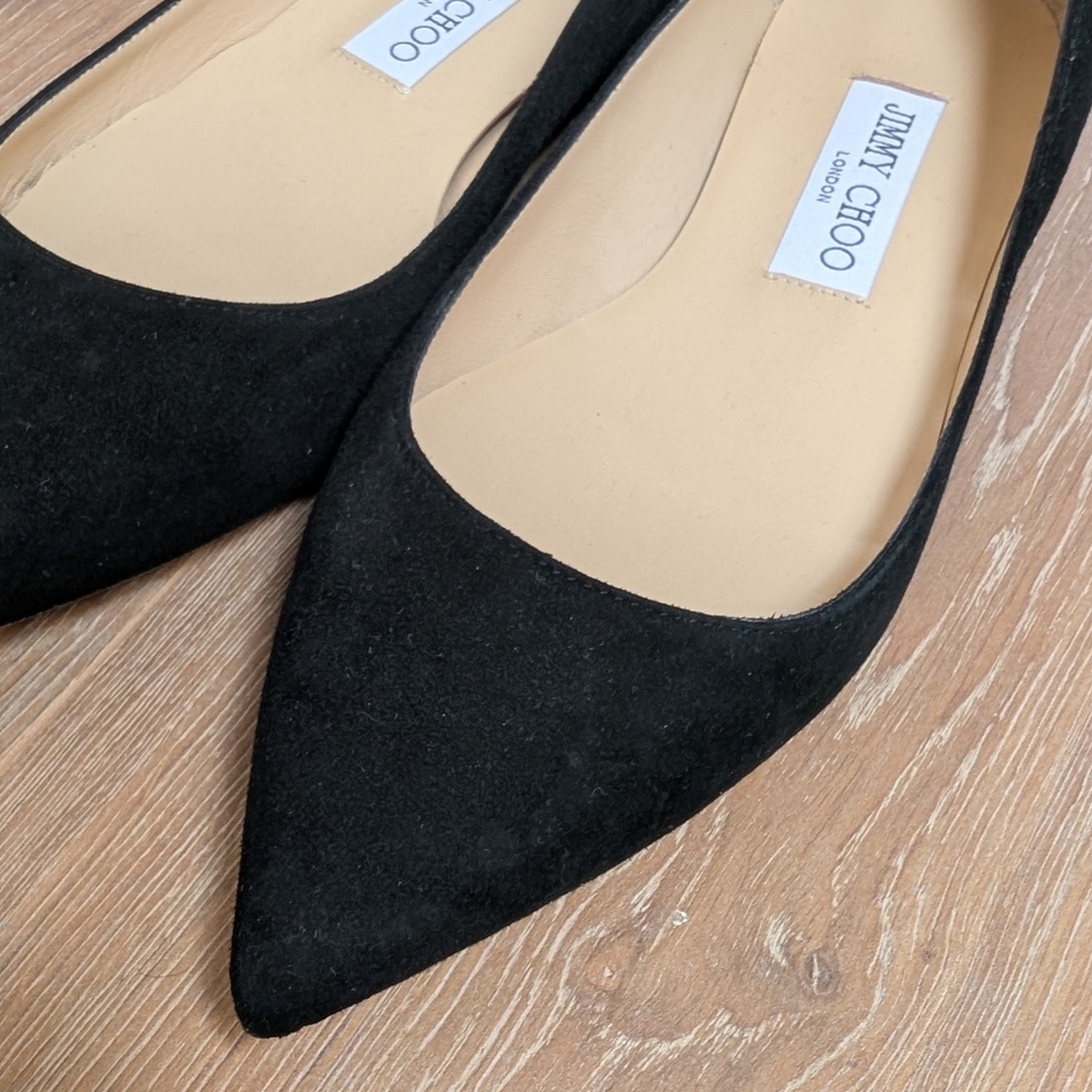 NIB Jimmy Choo Alina Black Suede Ballet Flats - Picture 4 of 7